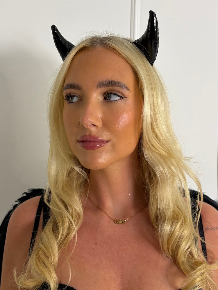 PVC Devil Horns Headband - Black
