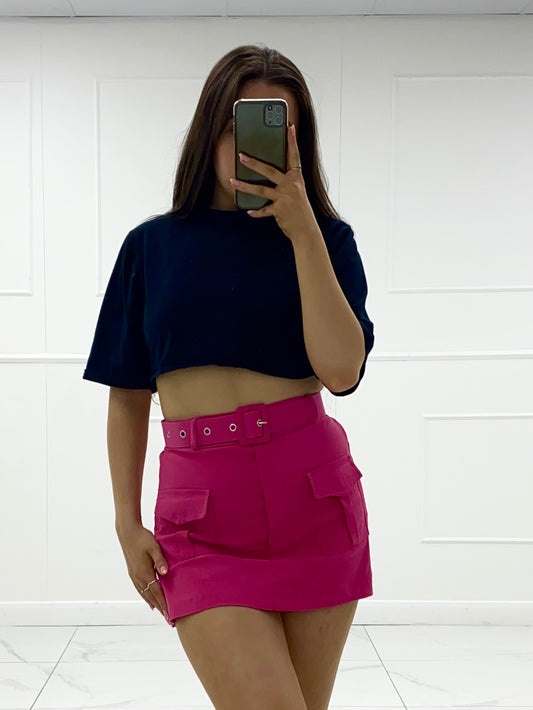 Cargo Belted Skort - Cerise