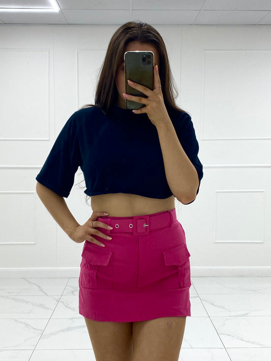 Cargo Belted Skort - Cerise