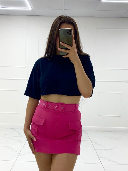 Cargo Belted Skort - Cerise