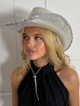 Glitter Cowboy Hat - Silver