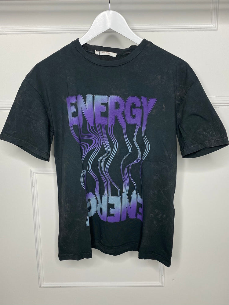 Energy Print Acid Wash T-Shirt - Grey