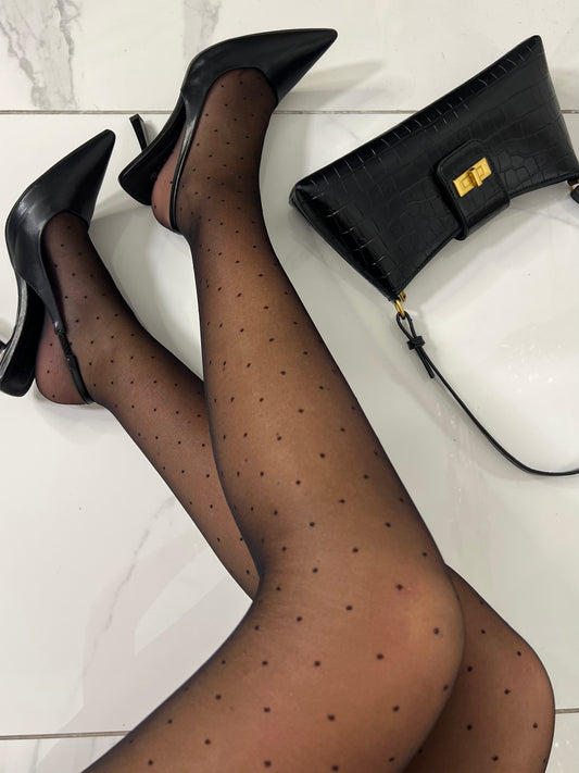 Small Polka Dot 20 Denier Sheer Tights - Black