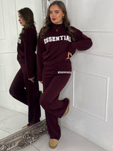 Essential Knitted Jumper & Wide Leg Pants Co-Ord - Wine