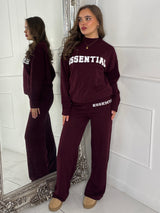 Essential Knitted Jumper & Wide Leg Pants Co-Ord - Wine