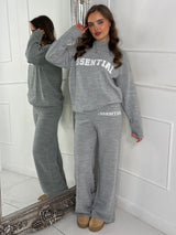 Essential Knitted Jumper & Wide Leg Pants Co-Ord - Grey