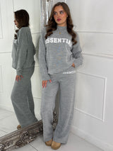 Essential Knitted Jumper & Wide Leg Pants Co-Ord - Grey