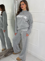 Essential Knitted Jumper & Wide Leg Pants Co-Ord - Grey