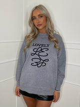 'Lovely' Soft-touch Jumper - Grey