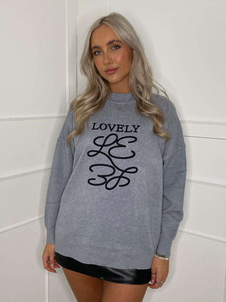 'Lovely' Soft-touch Jumper - Grey