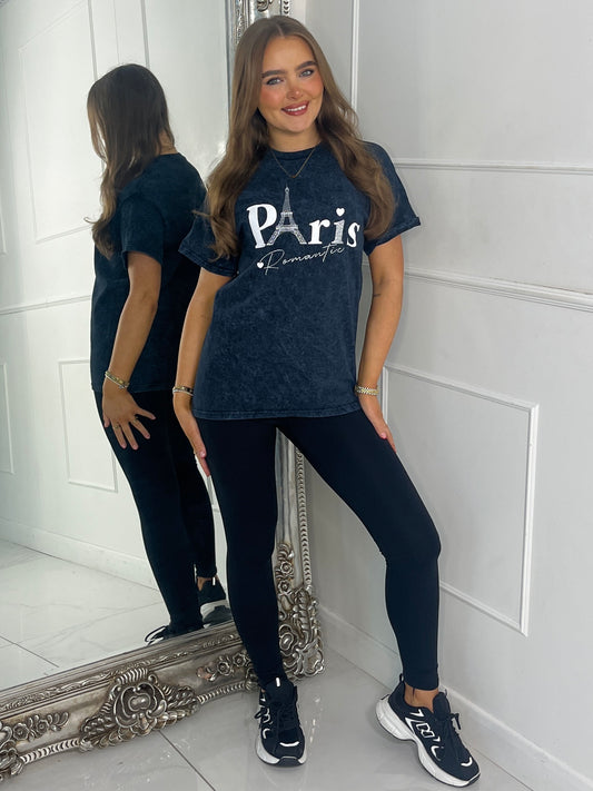Paris Romantic T-Shirt - Charcoal Grey