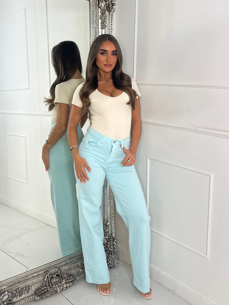 Plain Flared Denim Jeans - Mint