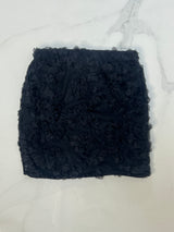 Floral Mesh Mini Skirt - Black