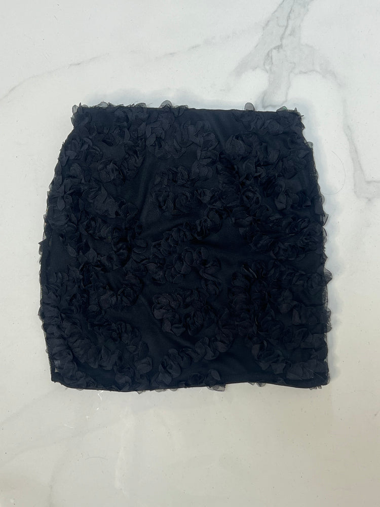 Floral Mesh Mini Skirt - Black