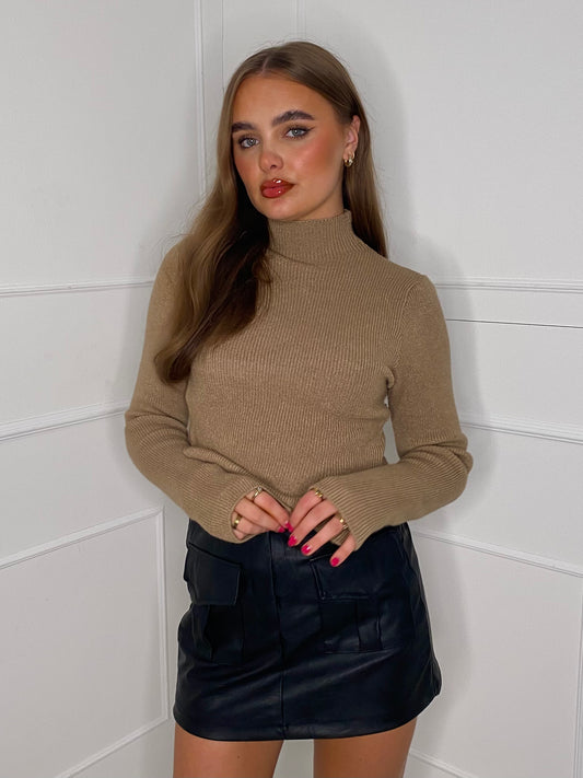 V Shape Front Jumper - Dark Beige