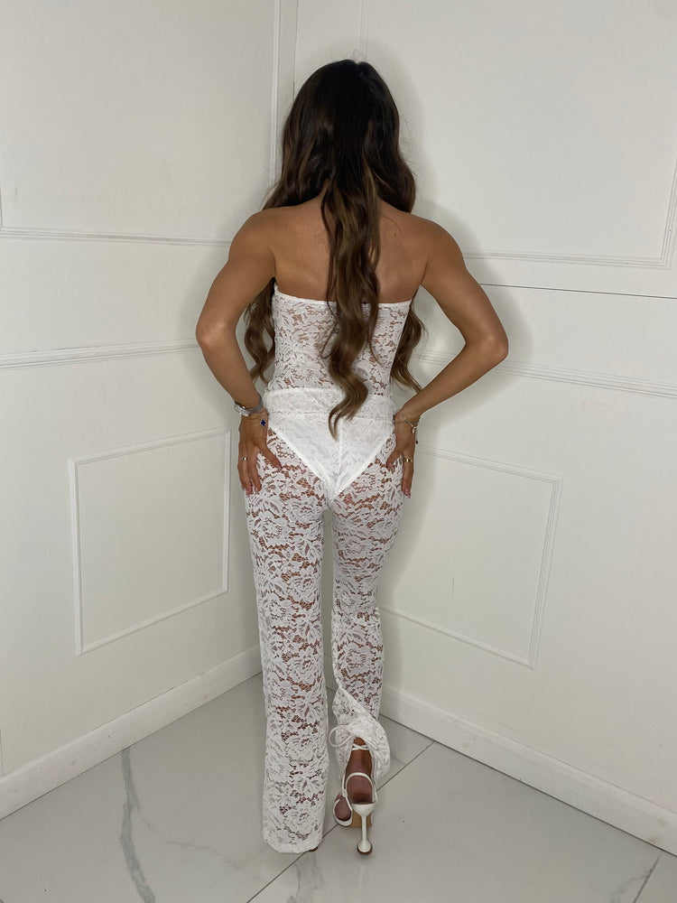 Lace Up Detail Jumpsuit - White