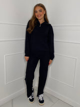 Zip Up Jumper + Flares Co-Ord Set - Black