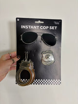 3 Piece Instant Cop Set - Glasses, Badge & Handcuffs