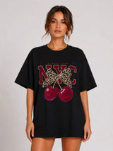 NYC Cherry Printed T-Shirt - Black