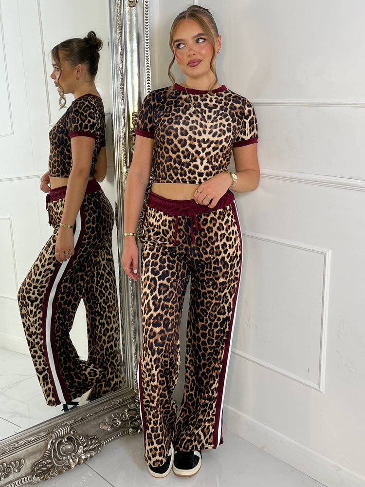 Leopard Print Stripe Trousers Co-Ord