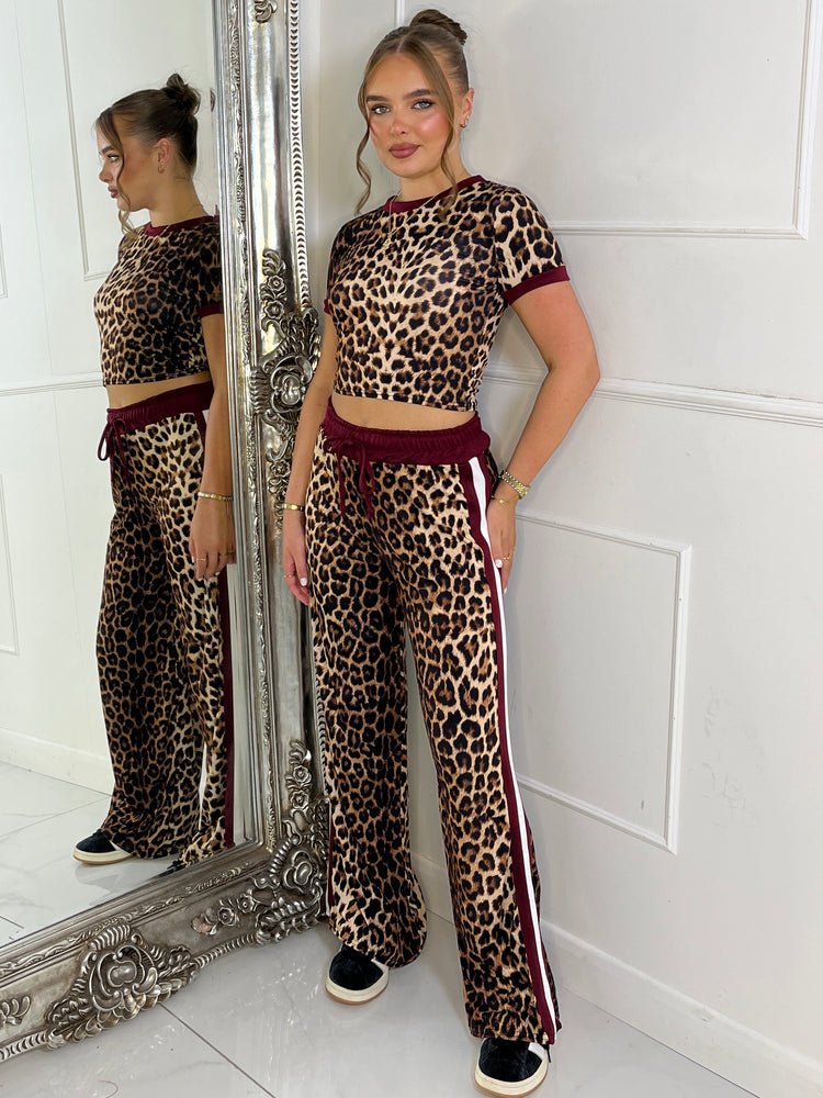 Leopard Print Stripe Trousers Co-Ord