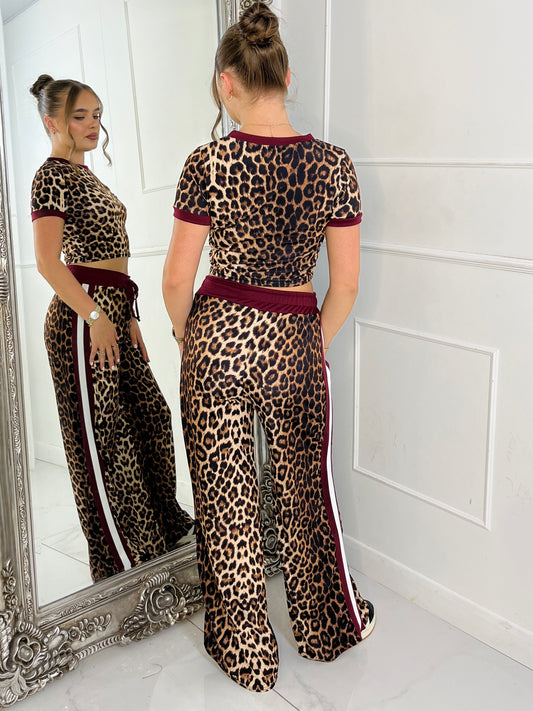 Leopard Print Stripe Trousers Co-Ord