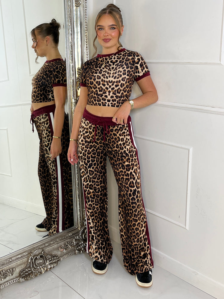 Leopard print stripe trousers on sale