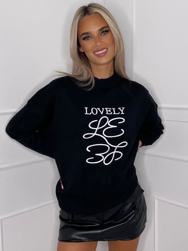 'Lovely' Soft-touch Jumper - Black