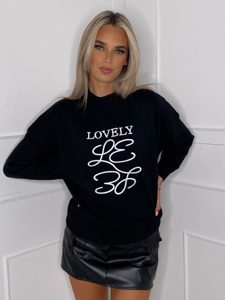 'Lovely' Soft-touch Jumper - Black