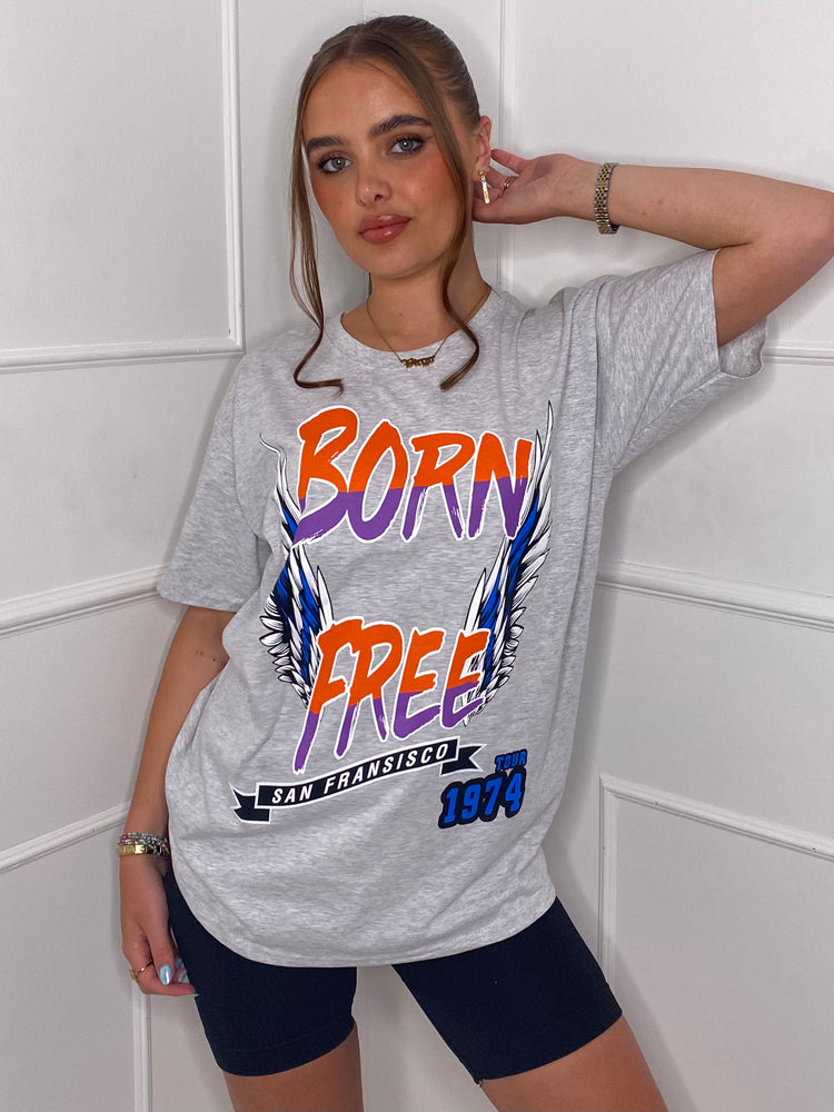 Born Free Oversized T-shirt - Grey