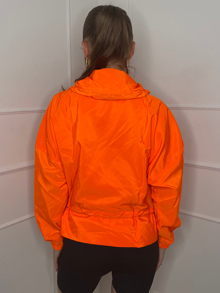 Frill Detail Pull In Wind Jacket - Neon Orange