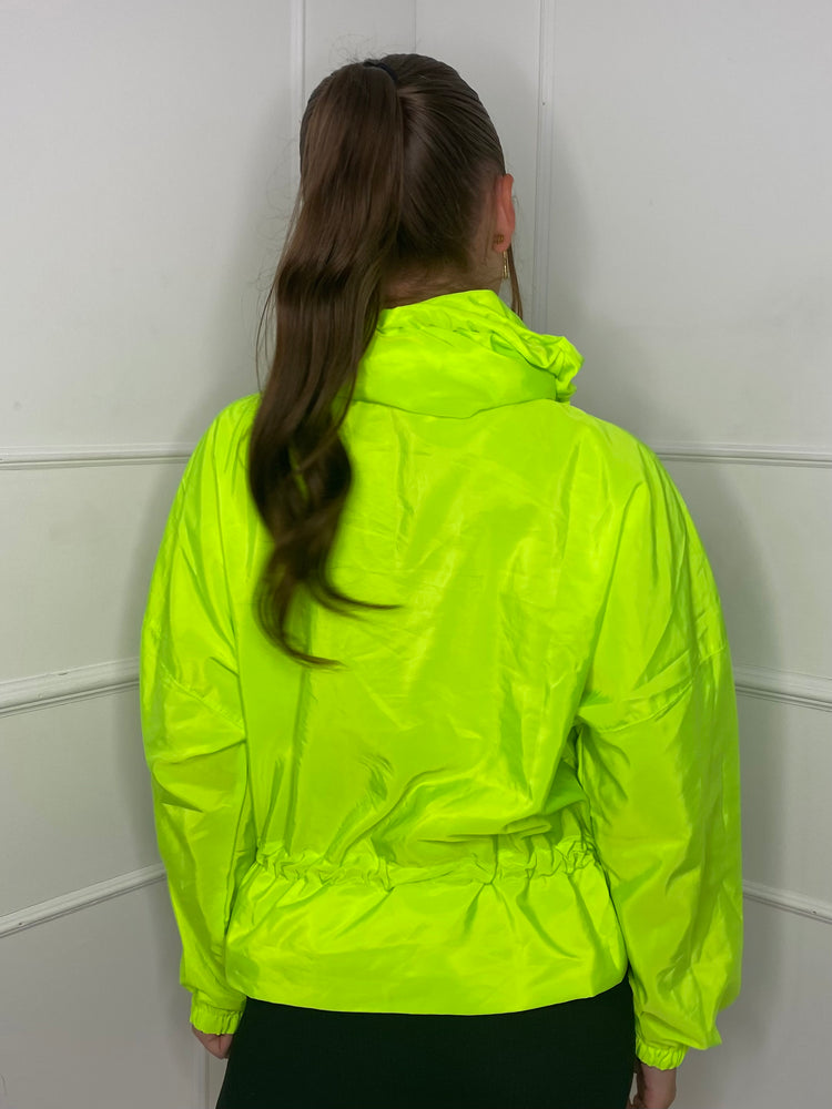 Frill Detail Pull In Wind Jacket - Neon Yellow