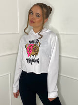 Wild Thang Cropped Hoodie - White