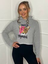 Wild Thang Cropped Hoodie - Grey