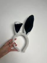 Furry Bunny Ears - White/Black
