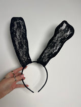 Lace Bunny Ears - Black