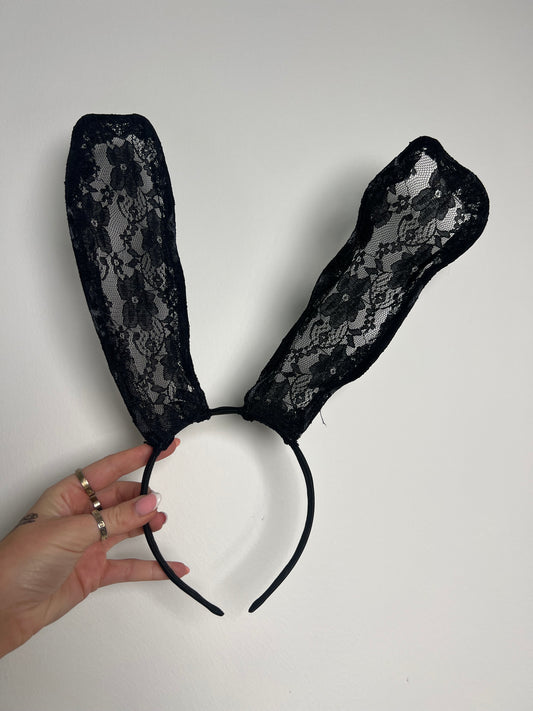 Lace Bunny Ears - Black