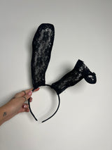 Lace Bunny Ears - Black
