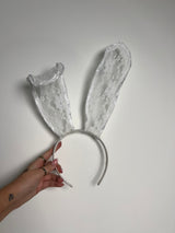 Lace Bunny Ears - White