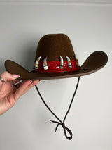 Tooth Detail Snake Skin Cowboy Hat - Brown