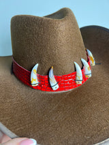 Tooth Detail Snake Skin Cowboy Hat - Brown
