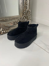 Platform Ultra Mini Fur Boots - Black