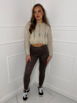 Distressed Knit Jumper - Cream