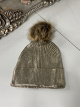 Metallic Bobble Hat - Gold