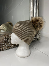 Metallic Bobble Hat - Gold