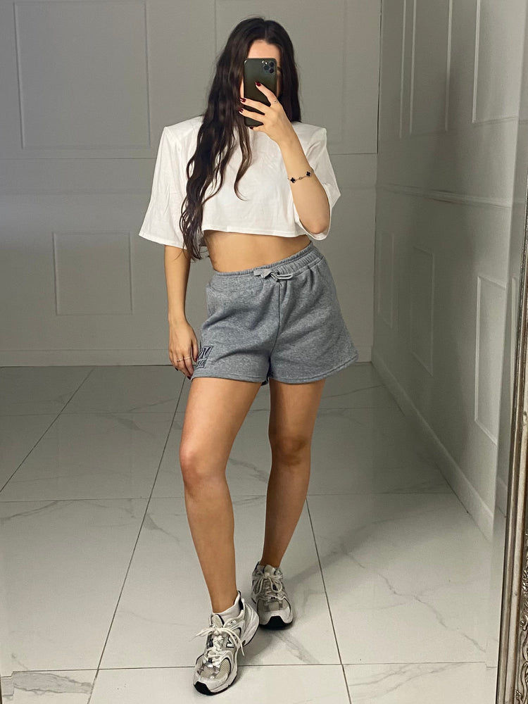 Miskyra Embroidered Shorts - Grey