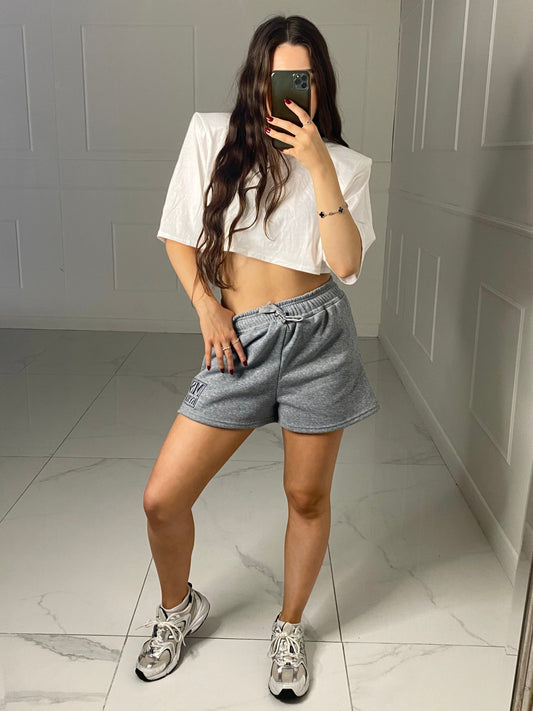 Miskyra Embroidered Shorts - Grey