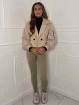 Balloon Sleeve Cropped Jacket - Cream