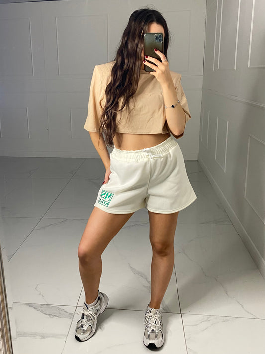 Miskyra Embroidered Shorts - Cream