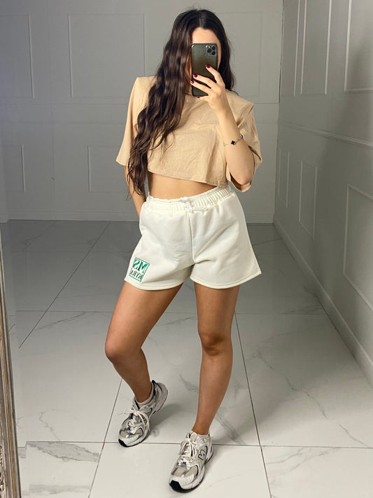 Miskyra Embroidered Shorts - Cream